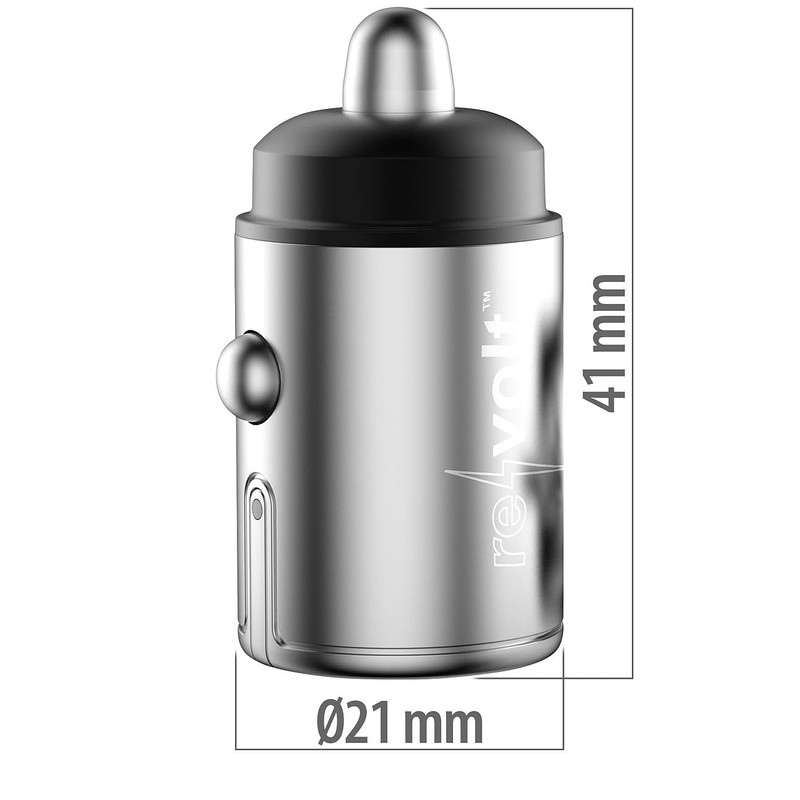 revolt Micro Car Fast Charger with USB-C PD & USB-A
