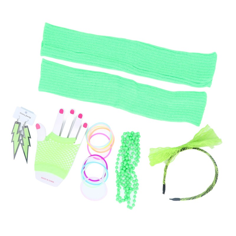 80s Earring Neon Headband Set Accessories Silicone Light Bracelets Headband