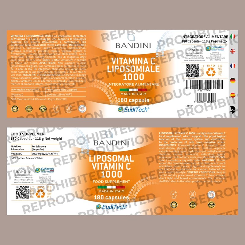 Bandini® Liposomal Vitamin C 1000mg | 180 Capsules | High