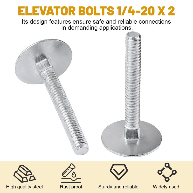 014973239640 Elevator Bolts, 1/4-20 x 2 Flat Sinking Elevator Bolts,