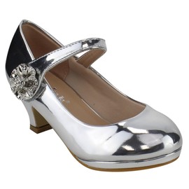 Forever Link Children Girl Rhinestone Round Toe Mary-Jane Dress Pump w Platform