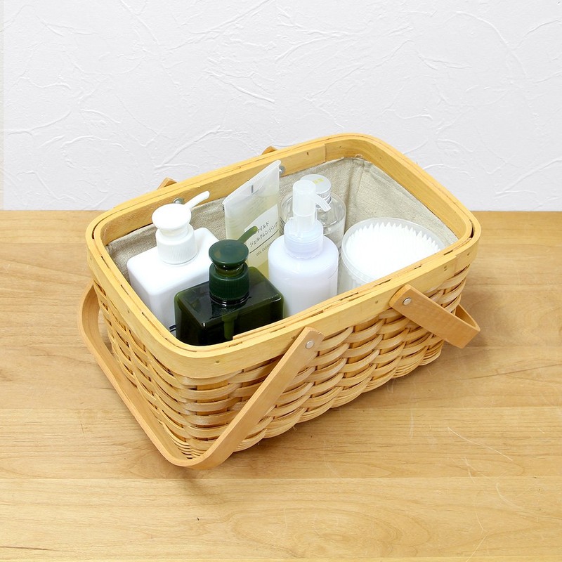 Wood Chip & ratanmikkusu Woven Inner Lining with Carry Cosmetic