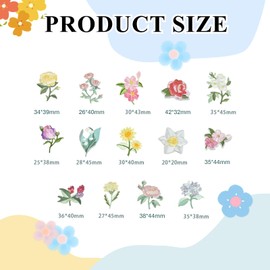 Pack of 12 Iron-On Patches Flowers Embroidered Patches Iron-on Patches Ironing Patches High Quality Embroidered Iron-on Patches for Clothes, Jeans, Jackets, Bags - Various Floral Motifs, Easy to Apply