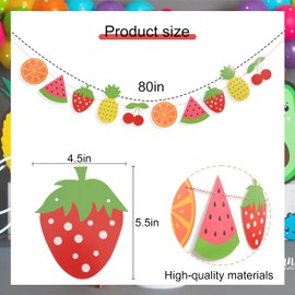 Tutti Fruitti Birthday Banner - Watermelon/Strawberry/Grapefruit/Cherry/Pineapple Summer Birthday Party Decor,Twotti Frutti Decor Party Decorations(banner-1)
