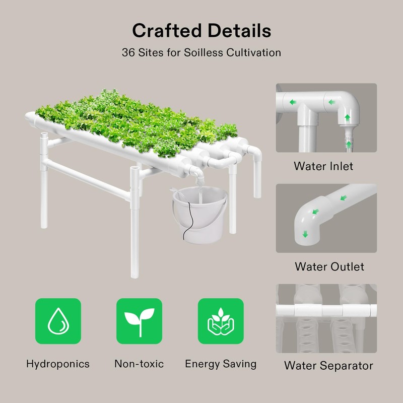 VIVOSUN Hydroponic Grow Kit, 1 Layer 36 Plant Sites 4