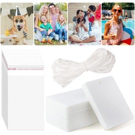 FEPITO 20 Pieces Sublimation Air Freshener DIY Sublimation Air Freshener Sheets Scented Hanging Air Freshener with Bags and Elastic Rope for Car Home Interior Decor