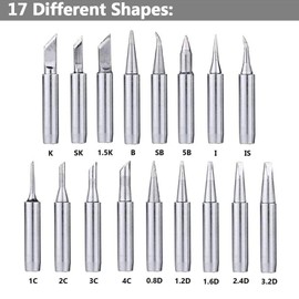 Yakamoz 17Pcs 900M Soldering Iron Tips Solder Welding Replacement Tip Kit for Hakko, Atten, Quick, Aoyue, Yihua, Vastar, Sywon, Tabiger, Soaiy Soldering Station