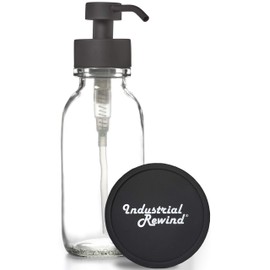 Clear Glass Soap Dispenser with Black Wide Mouth Metal Pump - 16oz Glass Jar Lotion Bottle by Industrial Rewind (Clear WM/Black)