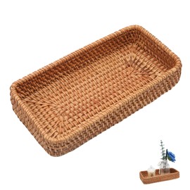 Wuyituart 8 Inch Small Rattan Basket Handwoven Serving Tray Storage Blasket Decorative Tray for Home Decor, 8.3"x4.3"