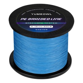 YUMEOWL Braided Fishing Line, Test for Salt-Water,Abrasion Resistant,Braided Line, 4 Strand, Ocean Blue, 546YDS, 40LB, 0.3MM
