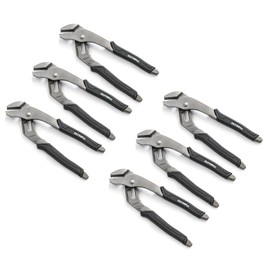 Olympia Tools 6Pack 8-Inch Tongue and Groove Pliers, 5 Jaw positions, 1.7" Jaw Capacity, Black