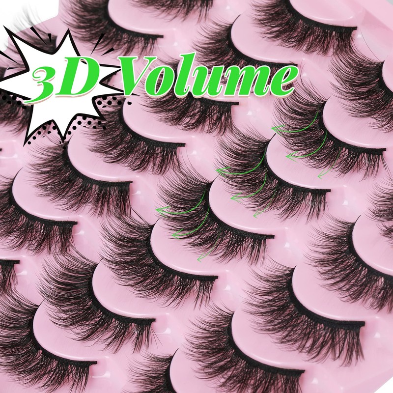 14 Pairs False Eyelashes Natural Mink Lashes Fluffy Wispy Cat