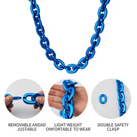 XIUMALU Passed colorfast test, Hip-hop Rapper Big Chunky Fake Gold Chain, Super long Detachable, Non-fading Party Clothing Plastic Jewelry Necklace Decoration, Women and Men (Blue)