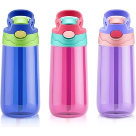 SUPPRUI Kids Water Bottle with Straw for School Leak Proof 480ML Toddler Water Bottles BPA-Free for Boys & Girls(Pink)