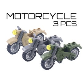 BeeldBricks Motorcycle | Military Army Equipment | Building Blocks Accessory Bricks MOC - Beige, 1