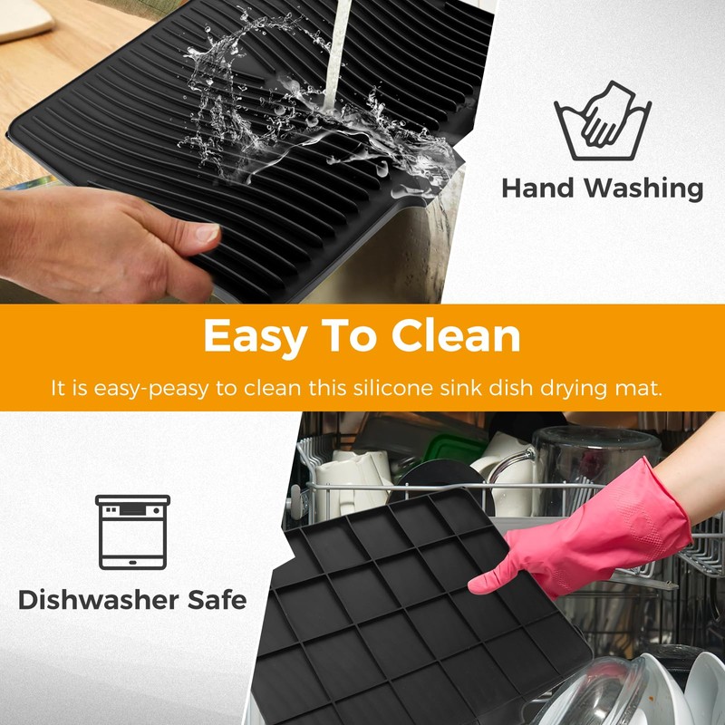 MOOTVGOO 19.7" X 17" Silicone Dish Drying Mat for Kitchen