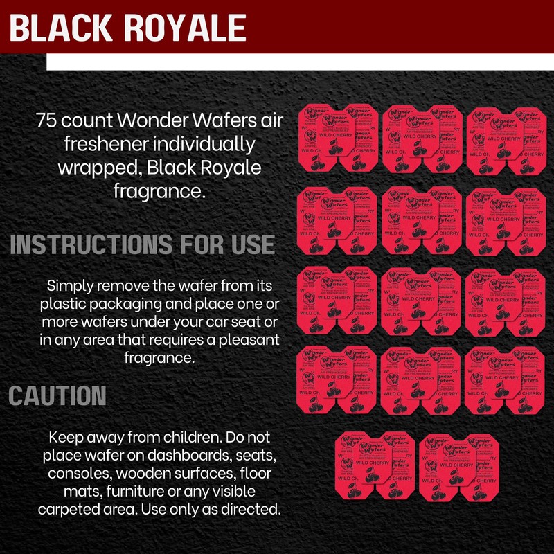 Wonder Wafers 75 count Air Fresheners Individually Wrapped, Black Royale