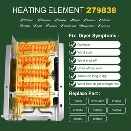 UPGRADED W10724237 3403585 279838 Dryer Heating Element- Exact for Kenmore 110 Dryer,whirl.pool wed4815ew1 A.mana dryer ned4655ew1 M.aytag Bravos medx655dw1 Centennial medc215ew1