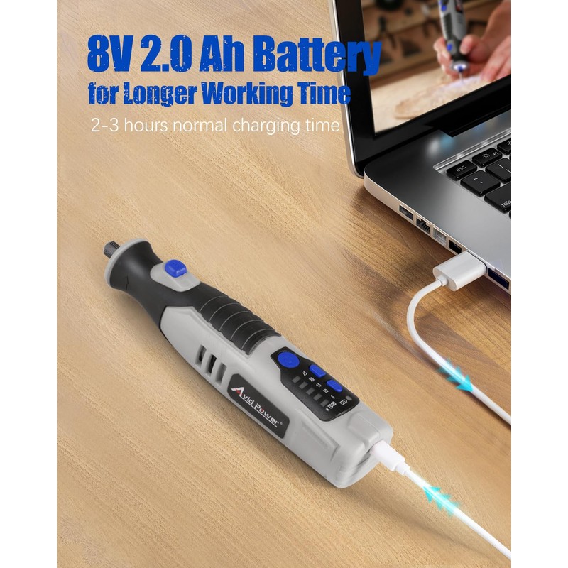AVID POWER Cordless Rotary Tool 2.0 Ah 8V Rechargeable Rotary