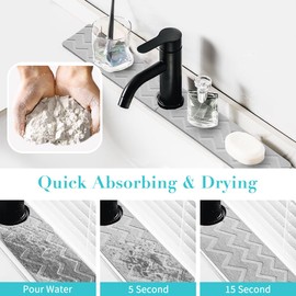 Diatomaceous Sink Faucet Absorbing Mat Fast Drying Stone Mat Sink Gadgets,Kitchen Sink Splash Guard Behind Faucet Drip Catcher,Diatomite Drying mat for Bathroom Kitchen Bar