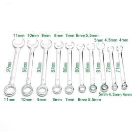 SIEG Mini Combination Wrench Set, Thin and Lightweight, 0.2 - 0.4 inches (4 - 11 mm), 10 Pairs