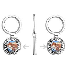 HJ Media Round Petrified Forest National Park (rv Travel) Metal Round Metal Key Chain Keychain Ring