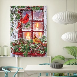 Diamond Painting Kits for Adults Christmas，DIY 5D Full Drill Diamond Art Kits Christmas Bird Diamond Dotz for Home Wall Decor, Gem Art 12 x 16 Inches