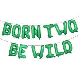 Born Two Be Wild Balloons Born Two Be Wild Birthday Party Decoration Jungle Animals 2nd Birthday Decoration Born to be Wild Banner for Safari Born Two be Wild birthday (BORN TWO BE WILD Green)