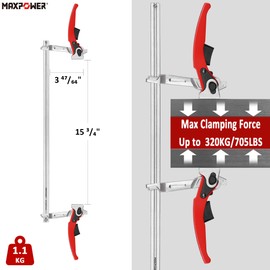 MAXPOWER Ratcheting Table Clamp, 15 3/4" Double Force Bar Clamp, Multifunctional F Clamp for Welding, Woodworking, Metal Working and DIY, Max Clamping Force 705 LBS