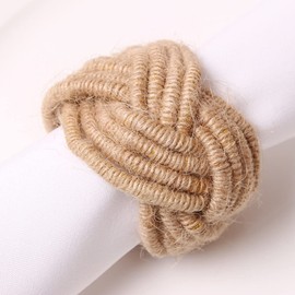 CENPEK Set of 6 Classic Braided Jute Napkin Rings