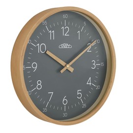 PRIM Grey Wooden Wall Clock Wall Clock Will Satisfy Everyone, Arabic Numbers and Minutes 305 mm, Simple Design and Natural Materials, E07P.3854.5392, Small/Normal