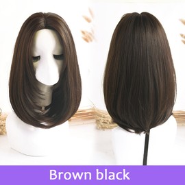Mid-Length Straight Wig with Middle Parted Heat Resistant Synthetic Fiber Hair Natural Color Shoulder Length Wig for Women