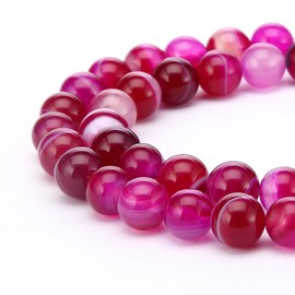 2 Strands Adabele AAA Natural Banded Fuchsia Red Agate Healing Gemstone Translucent Round Loose Beads 8mm Gem Stone Spacer (86-92pcs Total) GC5-8