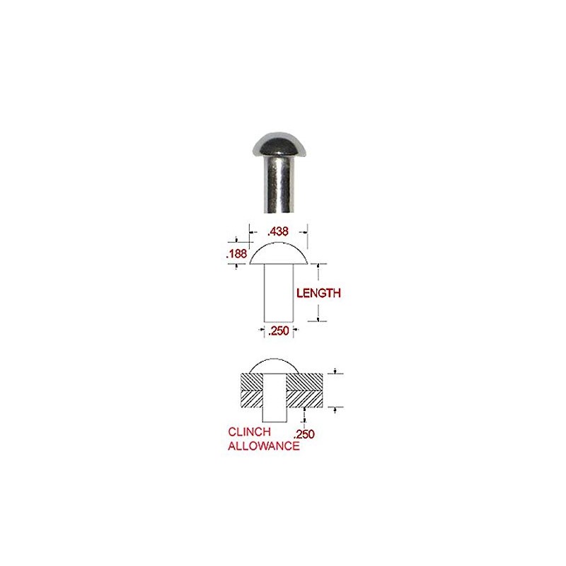 Hanson Rivet 1/4 Dia. X 1/4 Length Round Head Stainless