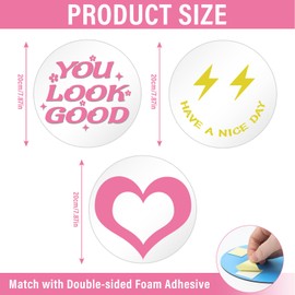 DARENYI 7.87 Inch Preppy Mirror Tiles for Teen Girls Room Decor, 3Pcs Round Acrylic Wall Stickers, Self Adhesive Sheets for Bathroom, Bedroom, Living Room