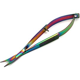 OdontoMed2011 Curved Rainbow Colored Titanium Tipped EZ Snips (4.5IN) Embroidery Scissors ODM