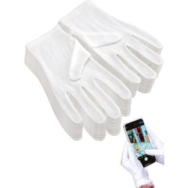Basic Standard 100% Pure Cotton Gloves, 24 Pairs, White, LL Size (Men's)