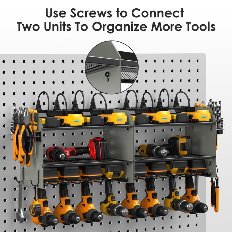CCCEI Modular Power Tool Organizer Wall Mount Charging Station, Grey