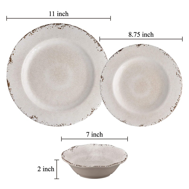 UPware 12-Piece Melamine Dinnerware Set, Includes Dinner Plates, Salad Plates,