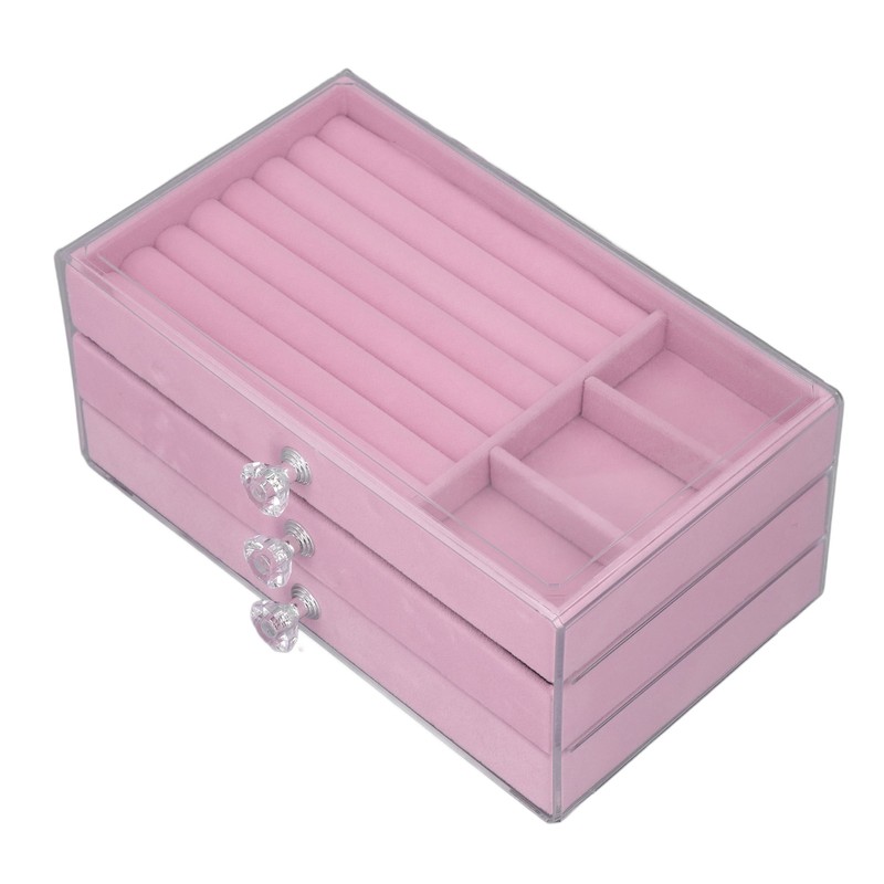 Acrylic Jewelry Organizer 3 Drawers Storage Box Transparent Jewelry Display