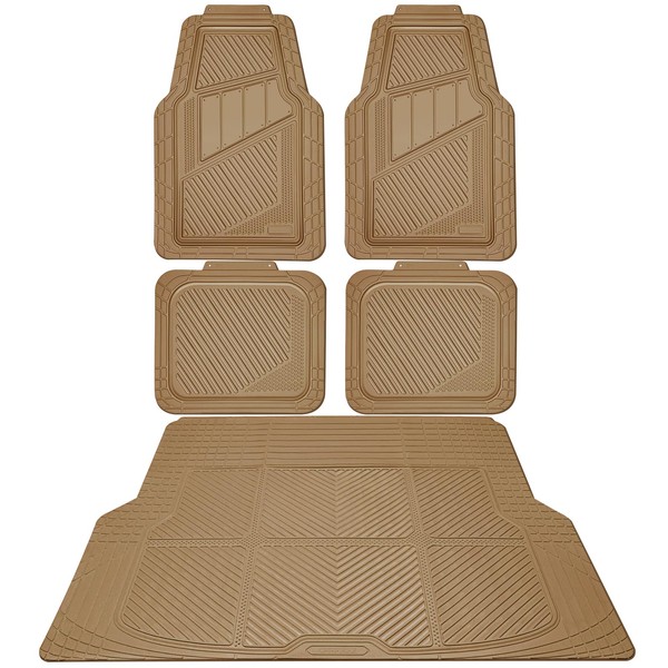 CAR PASS Heavy Duty Rubber Floor Mats Gray Car Mats
