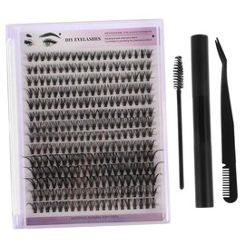 TOVINANNA Natural Design Eyelash Set Diy Cluster Lash Kit with Synthetic Fibers Home Use Lash Extension Tool Kit