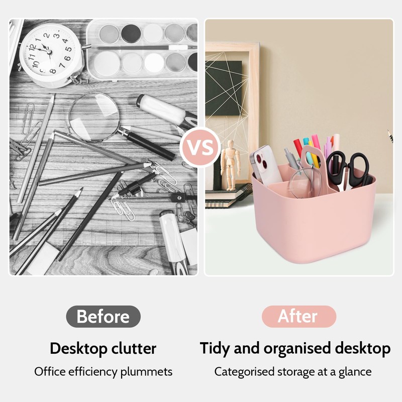 Minicoco Storage Box Multipurpose Table Organiser Cleaning Caddy with Handle