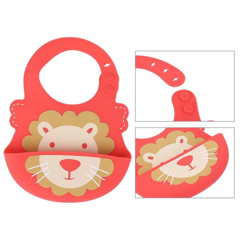 Baby Bib Washable Waterproof Superbib Reusable Infant Cartoon Feeding TowelRed