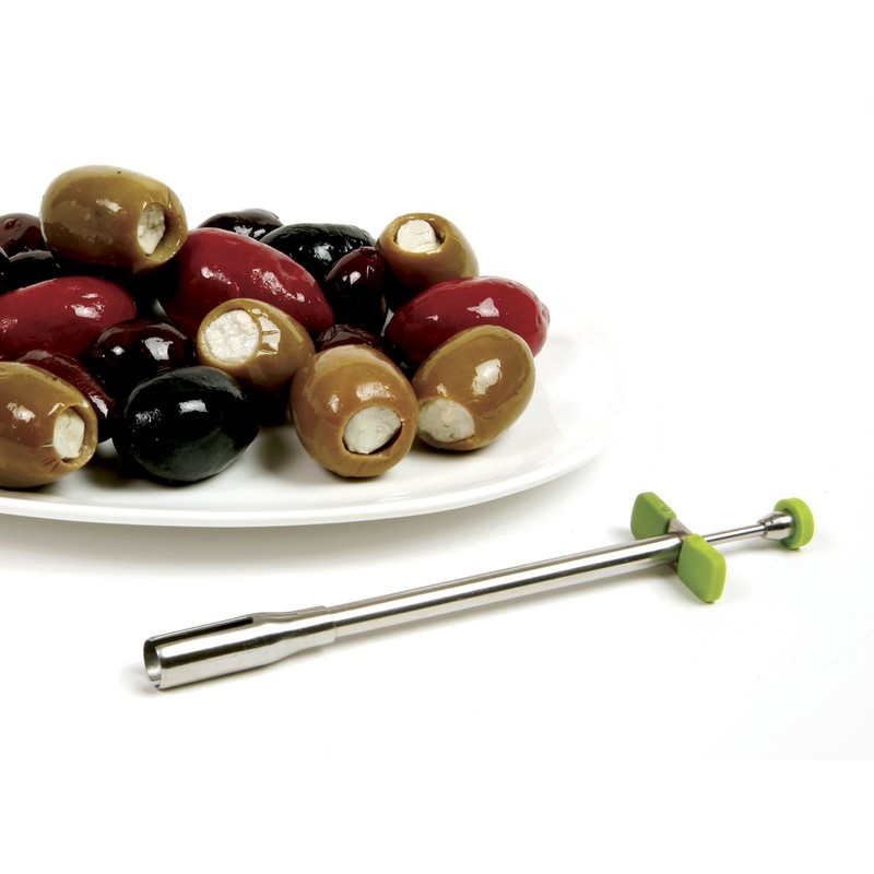 Norpro 1363 Stainless Steel Olive Stuffer, with Comfort Grips, Green