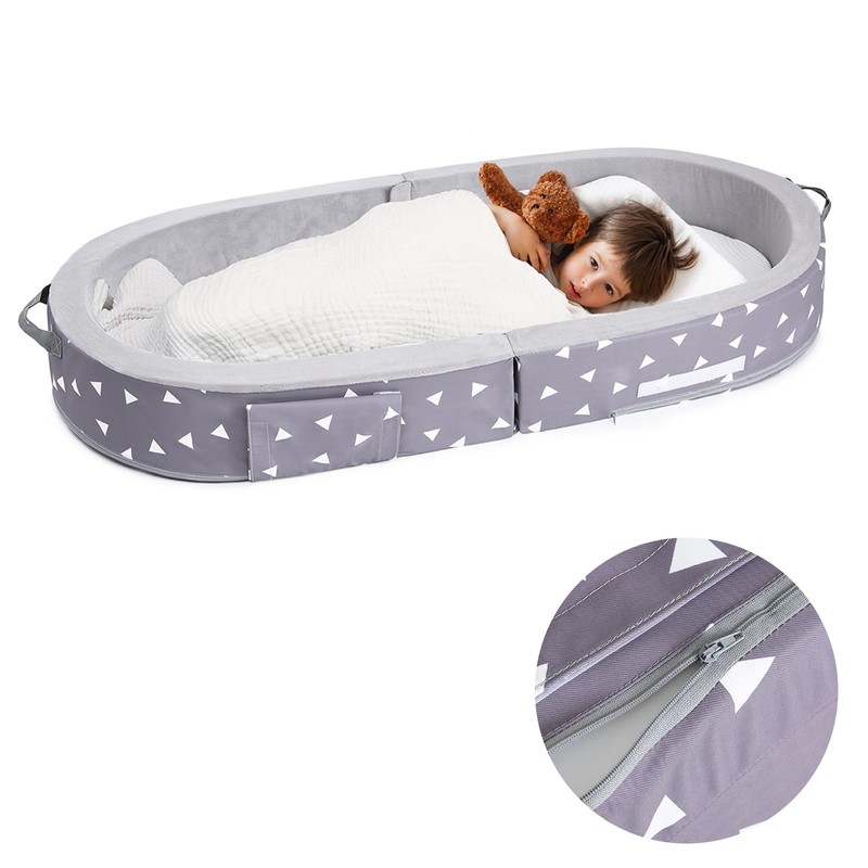 Mooedcoe Foldable Toddler Floor Bed with Sides, Folding Toddler Bed