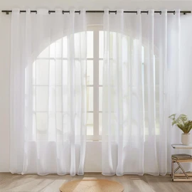 Neween Sheer White Curtains 2 Panels Set, Grommet Airy & Lightweight Elegant Window Treatments Voile Drapes with Light Filtering for Bedroom/Living Room (White, W132 x L160 cm)