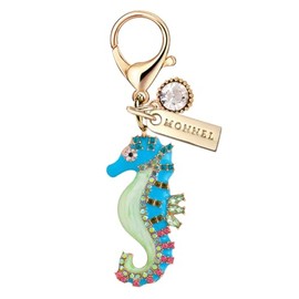 MONNEL MC492 Crystal Big Seahorse Lobster Clasp Charm for Women with Velvet Bag (Blue,1 Piece)
