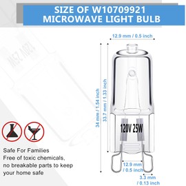 Ganeen 4 Pieces W10709921 Microwave Light Bulbs Halogen Light Bulbs Compatible with KitchenAid Jenn Air Compatible with Maytag, Replace for W10112515 AP5983626 PS11722423 AH2338904 1464853 AP4358902