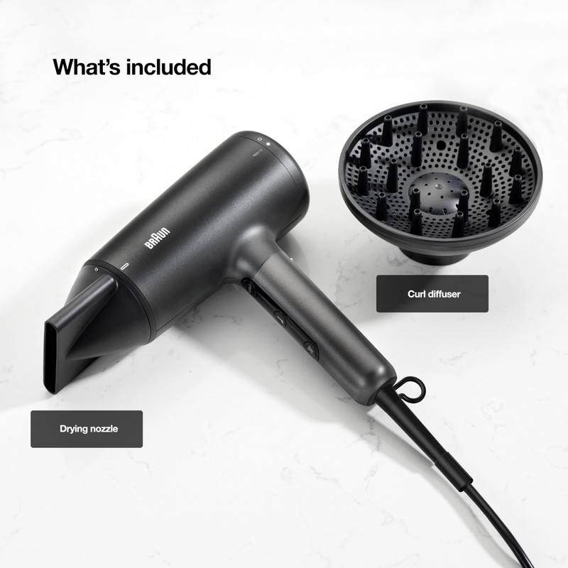 Braun Hair Dryer with Diffuser, Blow Dryer with Super-Ionic Technology